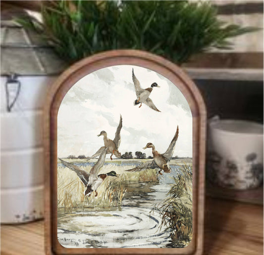 Mallard Ducks Framed Art Arch Top, The Feathered Farmhouse