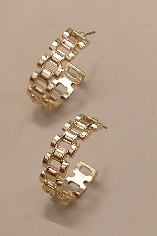 Classic Chain Cutout Hoop Earrings, Feathered Farmhouse