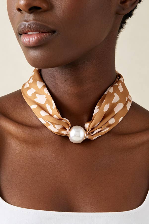 Bambi Scarf Pearl Slider Necklace, Feathered Farmhouse