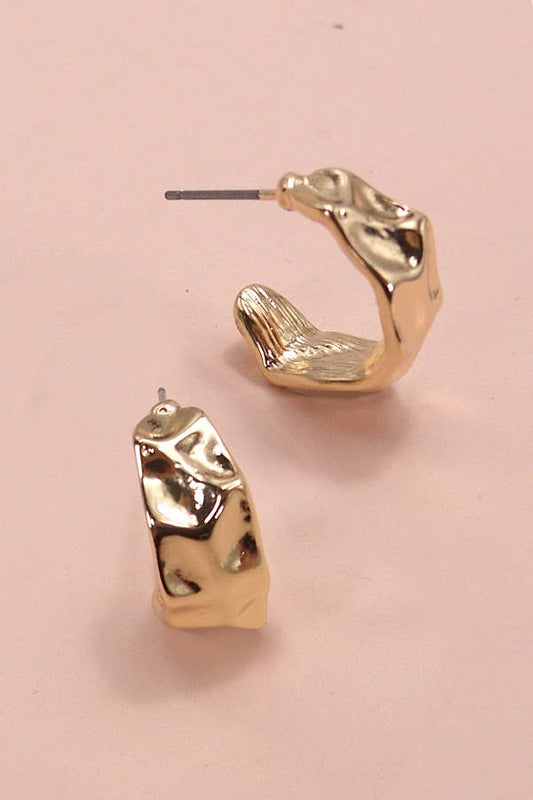 Mini Hammered Hoop Earrings, Feathered Farmhouse