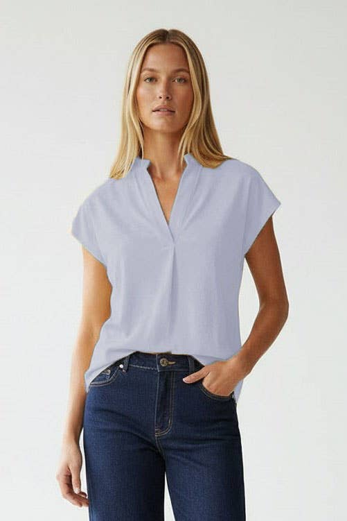 Soft Matte Drop Shoulder Blouse, Feathered Farmhouse