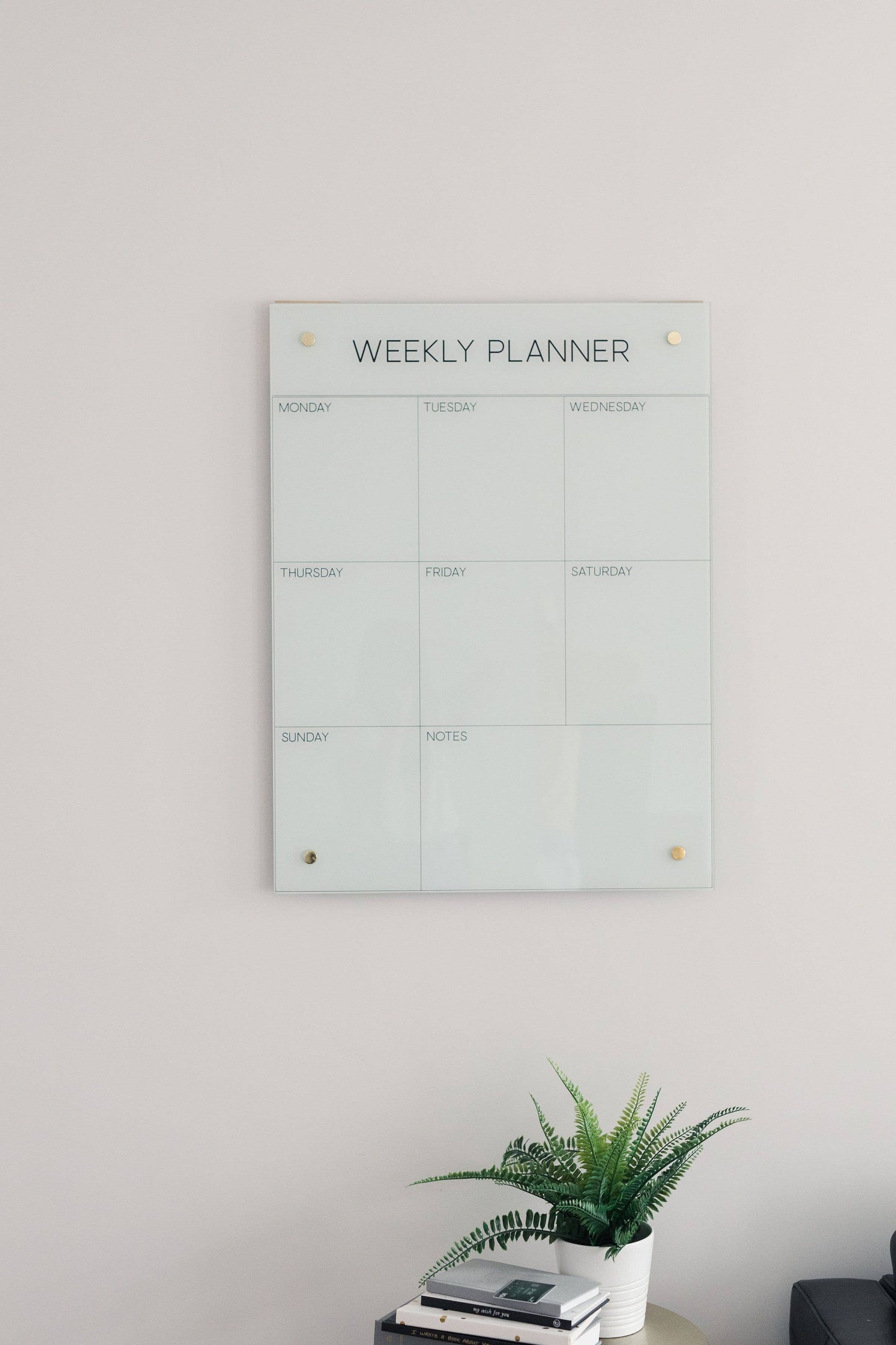 White Glass Magnetic Weekly Planner Dry Erase Board