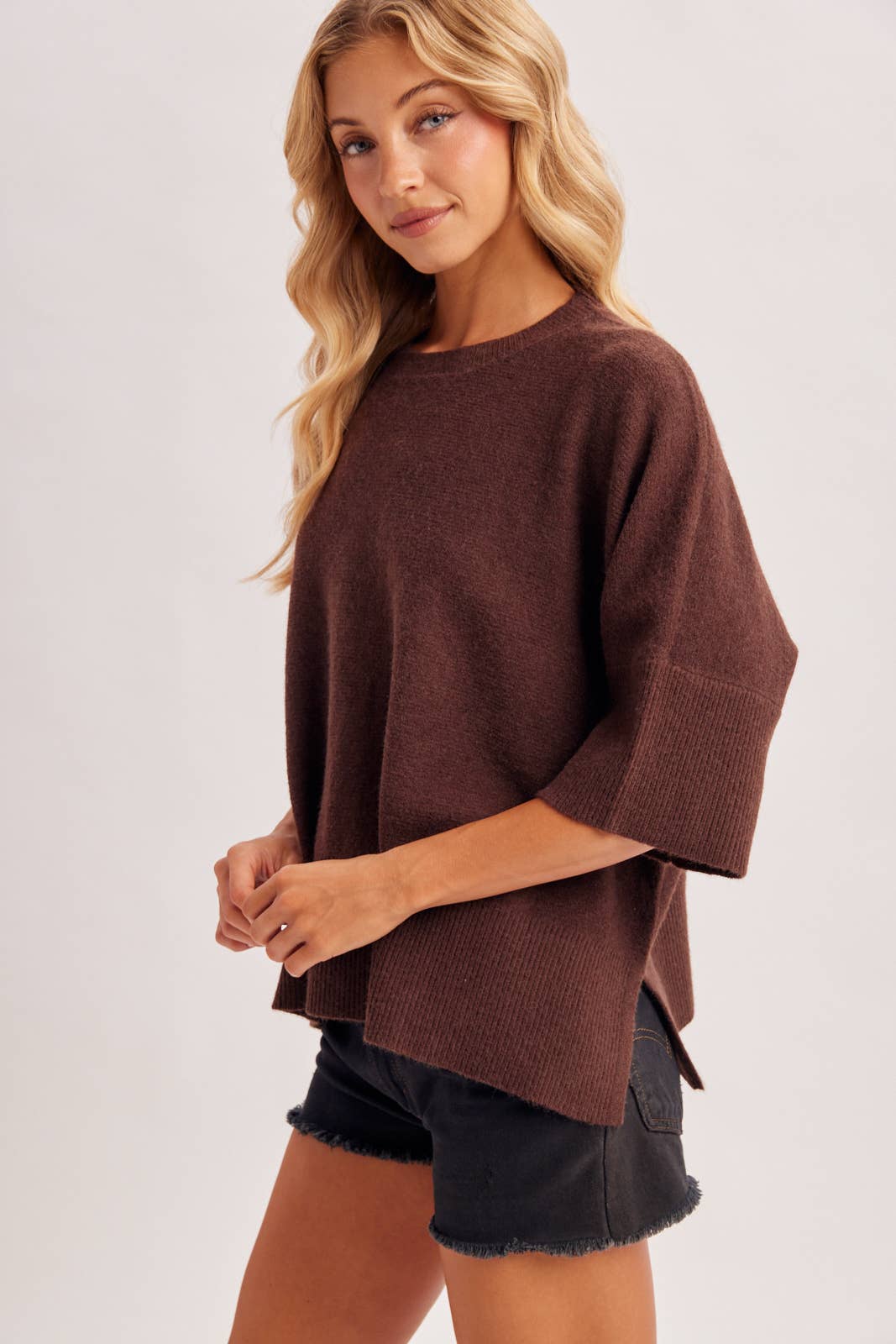 Chocolate Ella Knit Top, Feathered Farmhouse