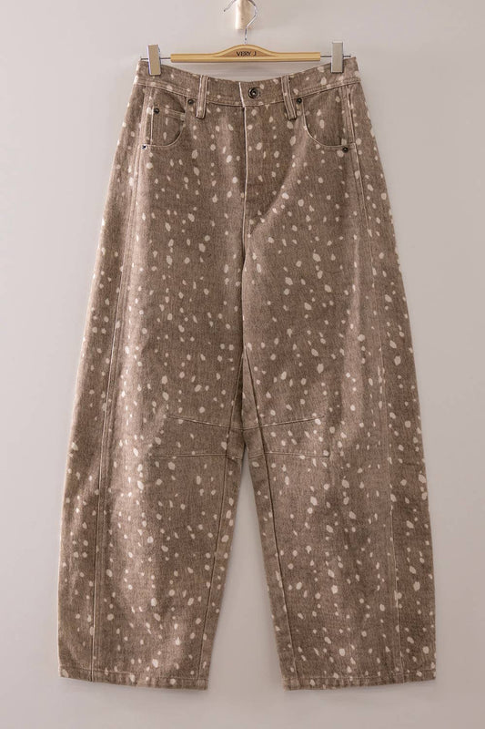 Bambi Print Barrel Pants, Feathered Farmhouse