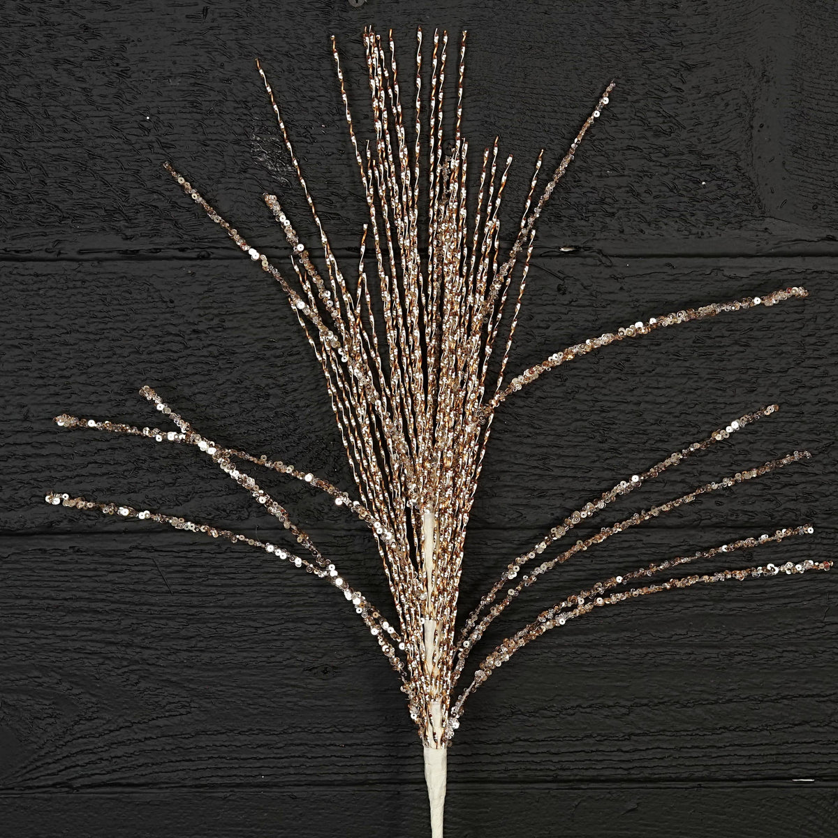 Champagne Beaded and Glittered Strings Stem, Feathered Farmhouse
