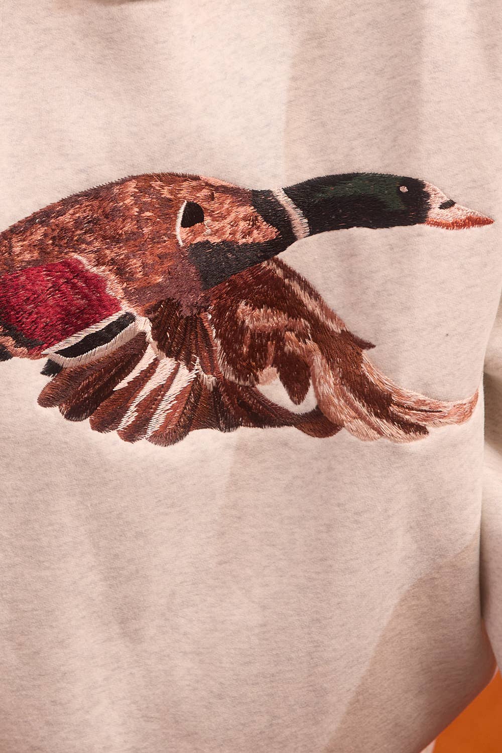 Mallard Embroidered Mock-Neck Sweatshirt, Feathered Farmhouse