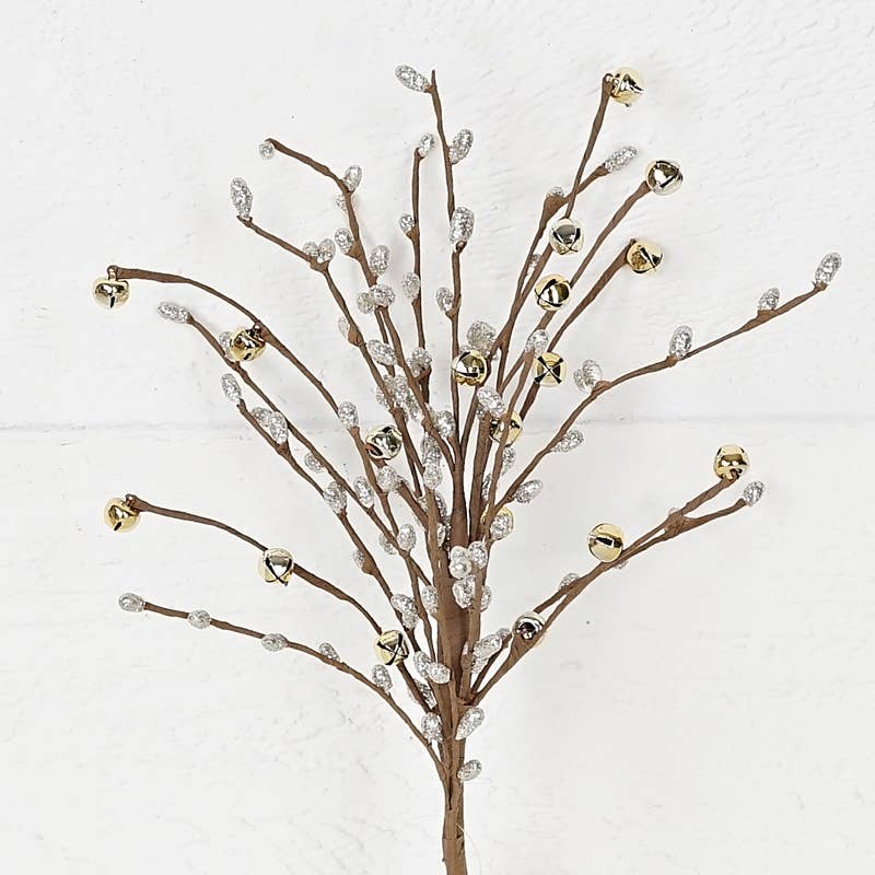 Champagne Glitter Mini Bells Spray, Feathered Farmhouse