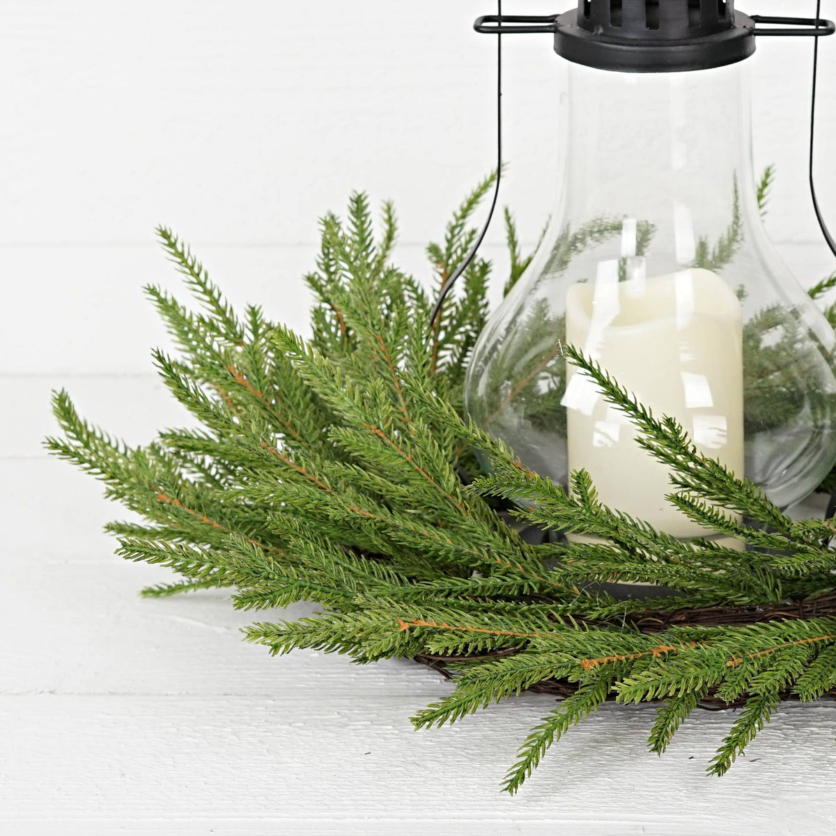 Evergreen Norfolk Pine Soft Touch Wreath, Feathered Farmhouse