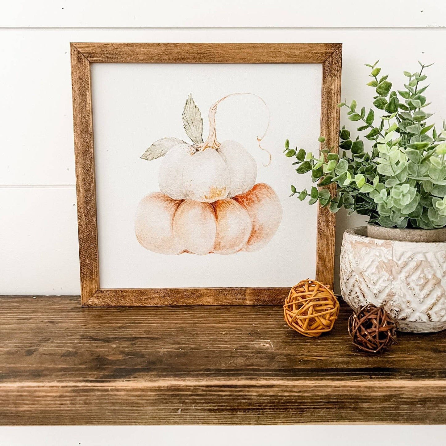 Stacked Pumpkins Fall Sign, Feathered Farmhouse