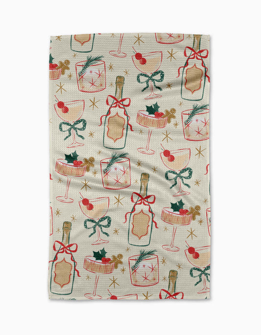 Christmas Cocktails Tea Towel, Feathered Farmhouse