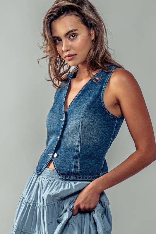 Denim Vest, Feathered Farmhouse