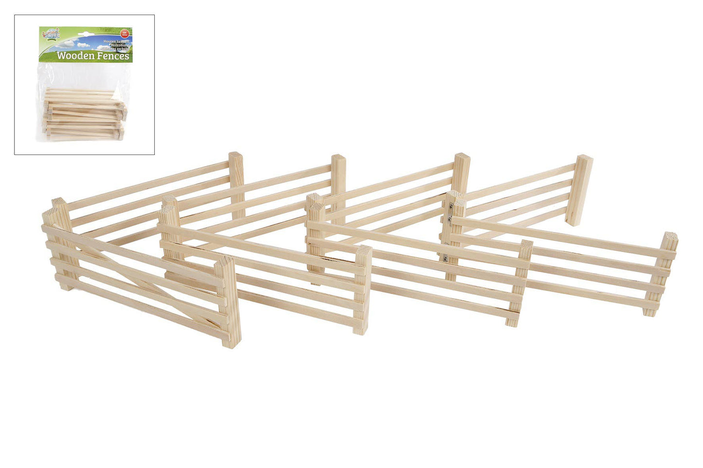 Kids Globe 1:24 Scale 4 Piece Wooden Double Fences Set