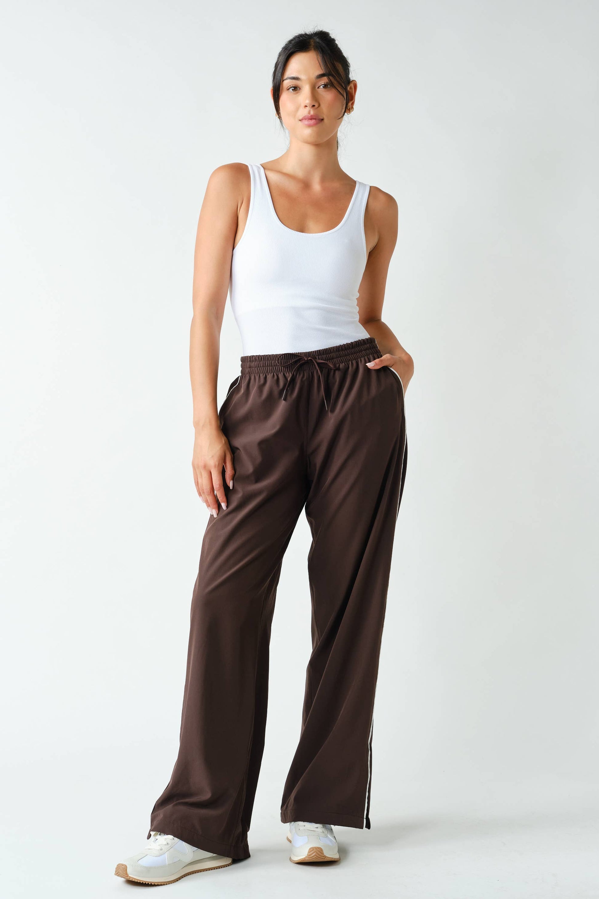 Brown Finish Line Track Pants , Feathered Farmhouse