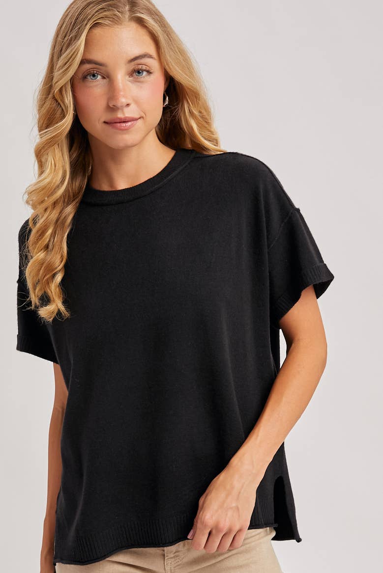 Black Maggie Knit Top, Feathered Farmhouse