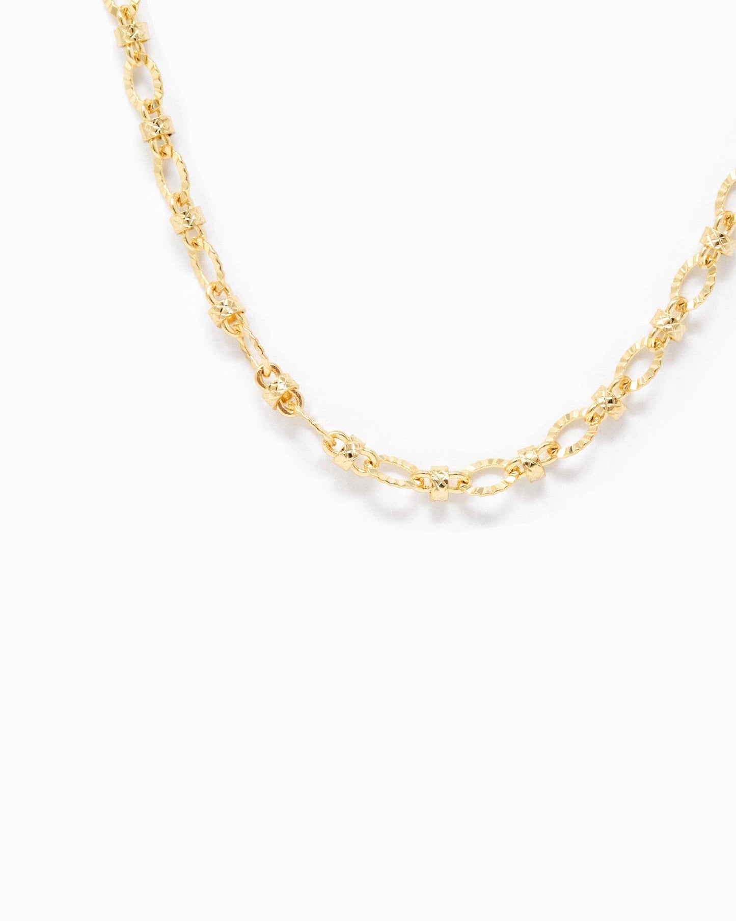 Textured Oval Link Mix Chain Necklace