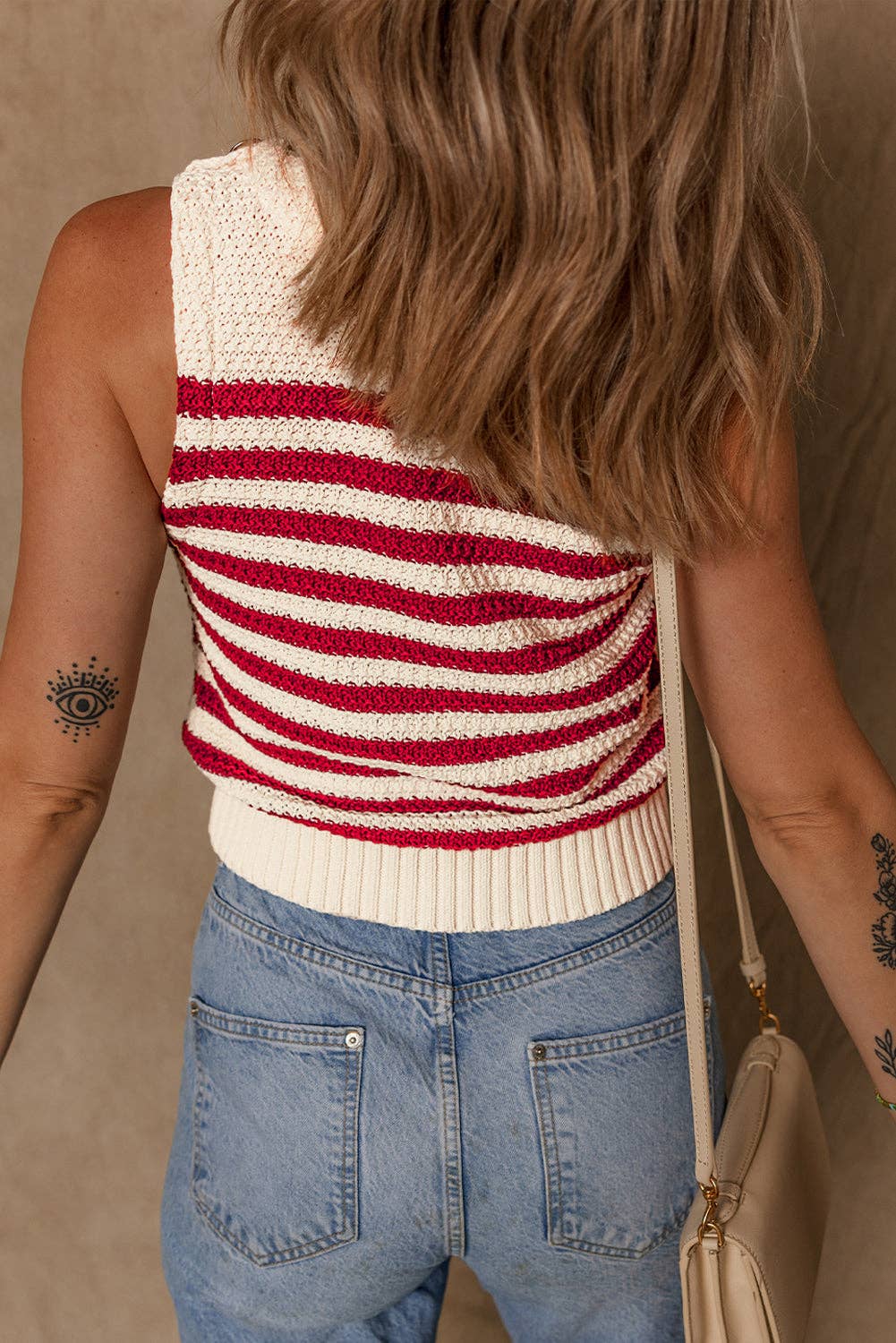 Stripe Textured Knit Summer Tank Top, Feathered Farmhouse