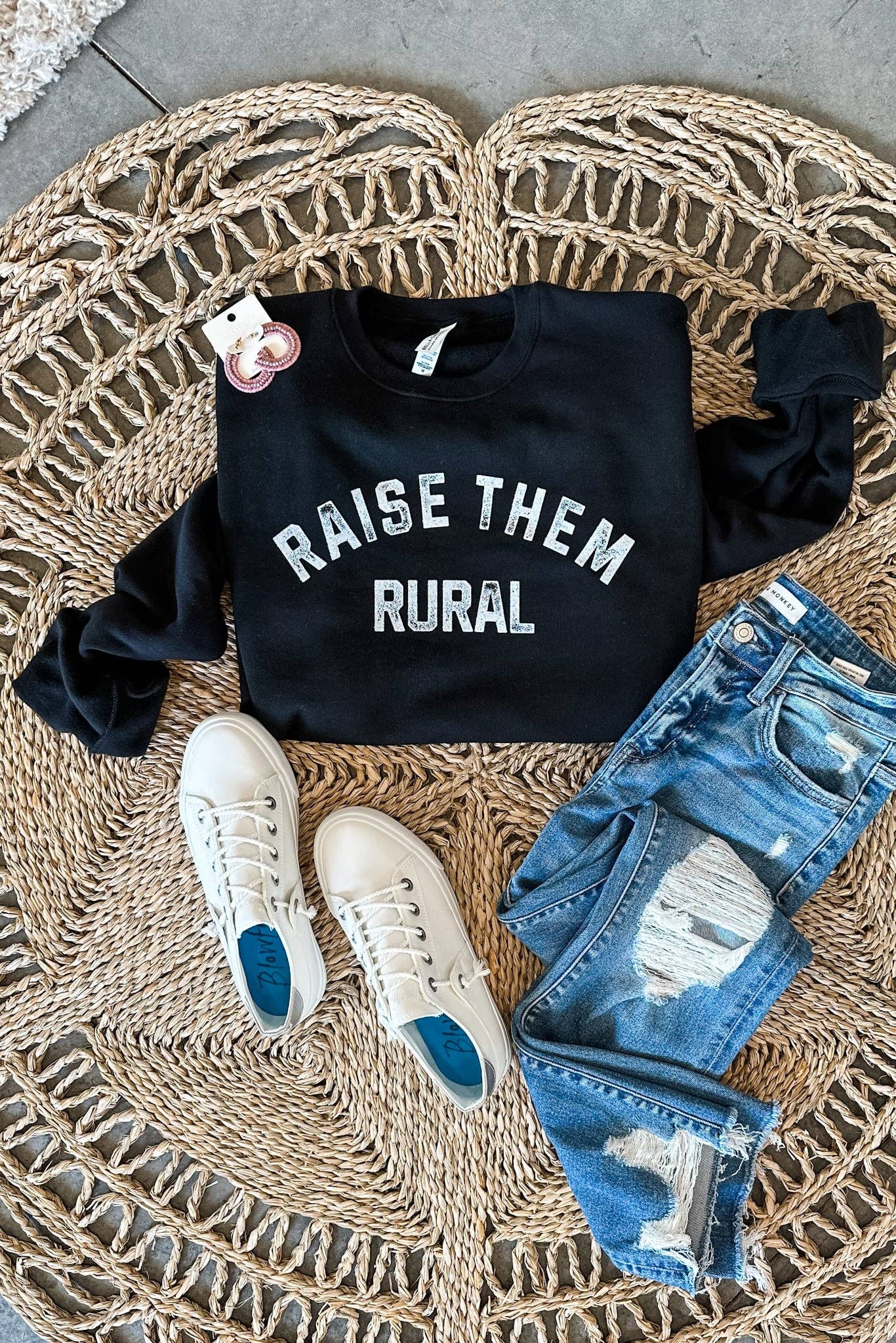 Raise Them Rural Crewneck Sweatshirt, Feathered Farmhouse