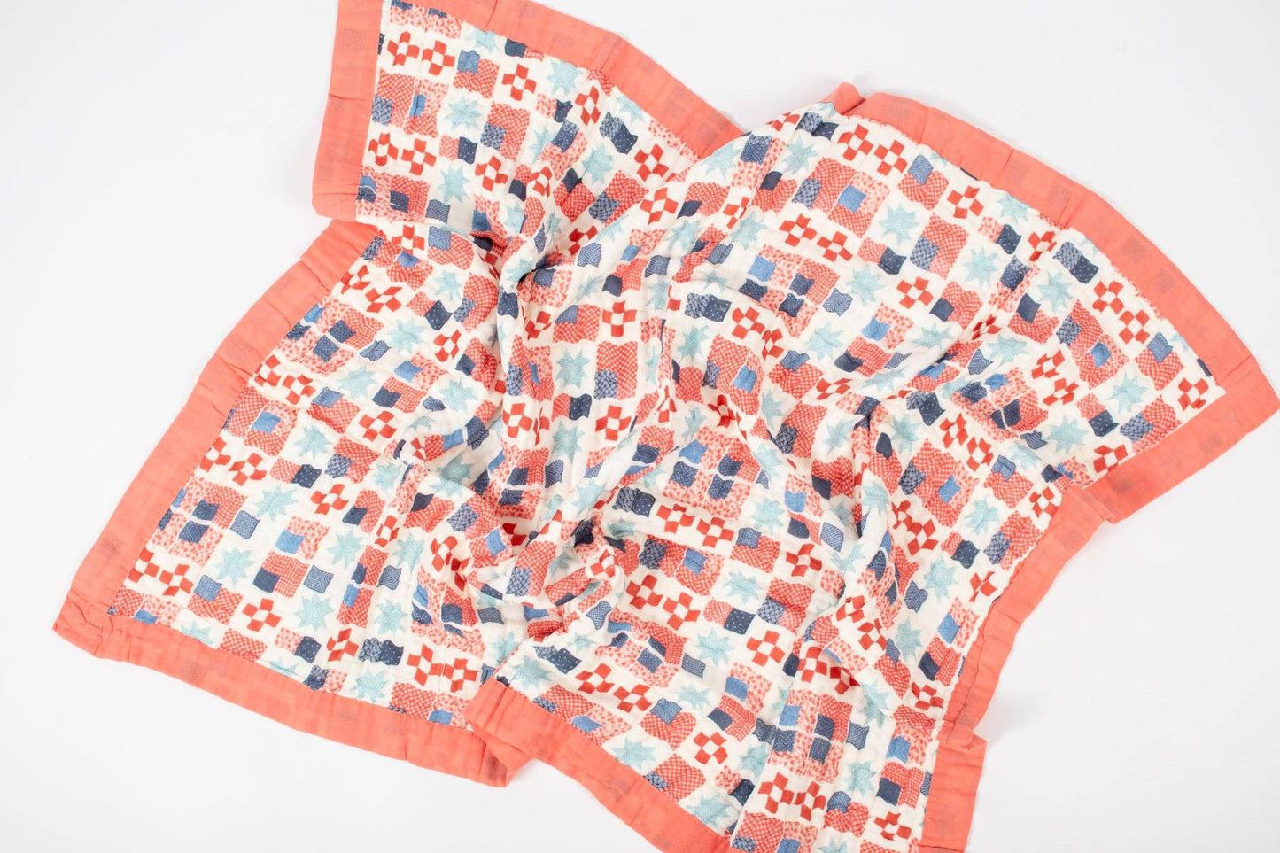 Patriotic Patchwork Cotton Baby Blanket, Feathered Farmhouse
