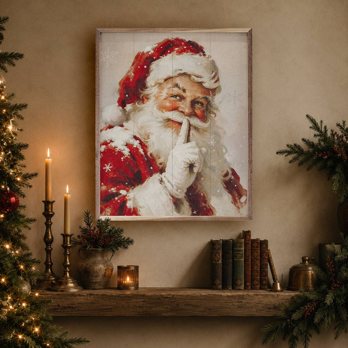 Santa Claus Art, Feathered Farmhouse