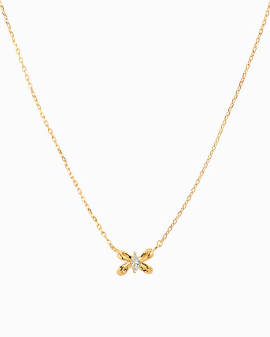 Bow with CZ Pendant Necklace, Feathered Farmhouse