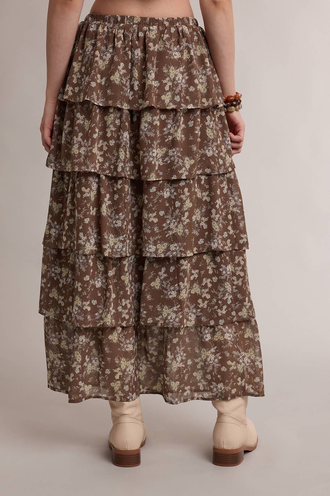 Ditsy Floral Ruffle Tiered Maxi Skirt, Feathered Farmhouse