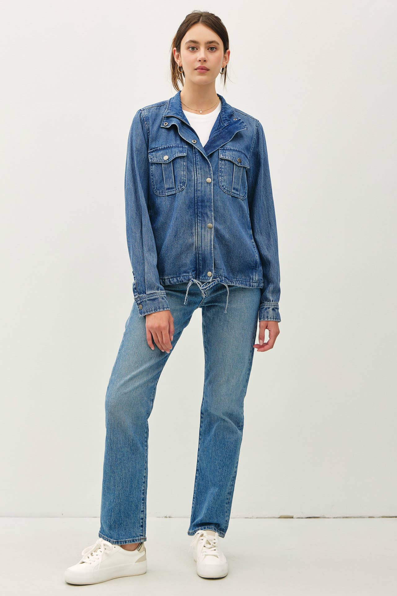 Denim Look Tencel Utility Jacket, Feathered Farmhouse