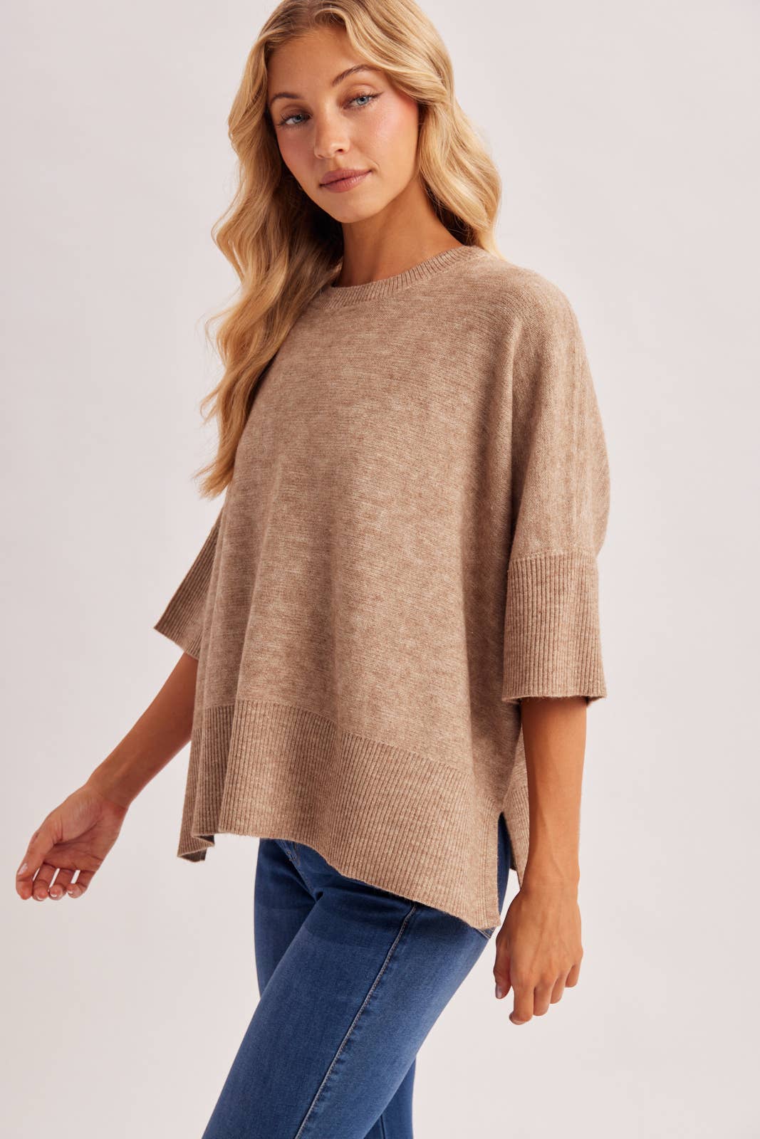 Latte Ella Knit Top, Feathered Farmhouse