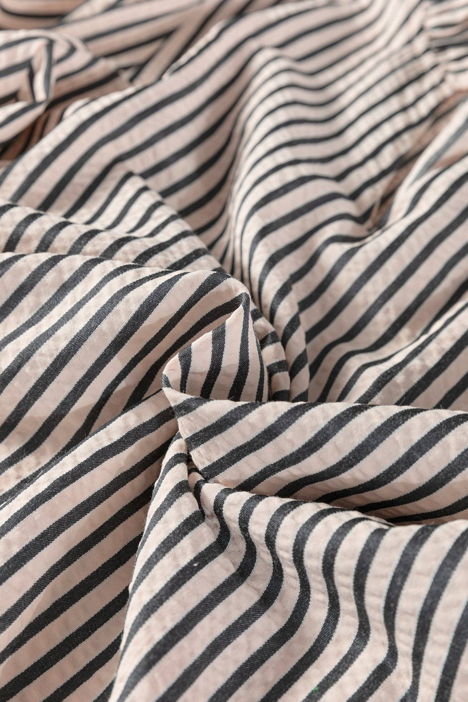 Stripe Tied Cuff 3/4 Sleeve V-Neck Blouse, Feathered Farmhouse