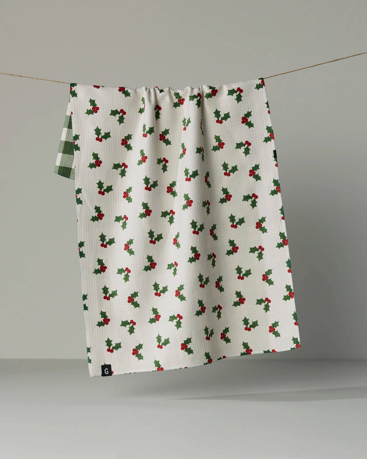 Holiday Holly Luxe Kitchen Towel, Feathered Farmhouse