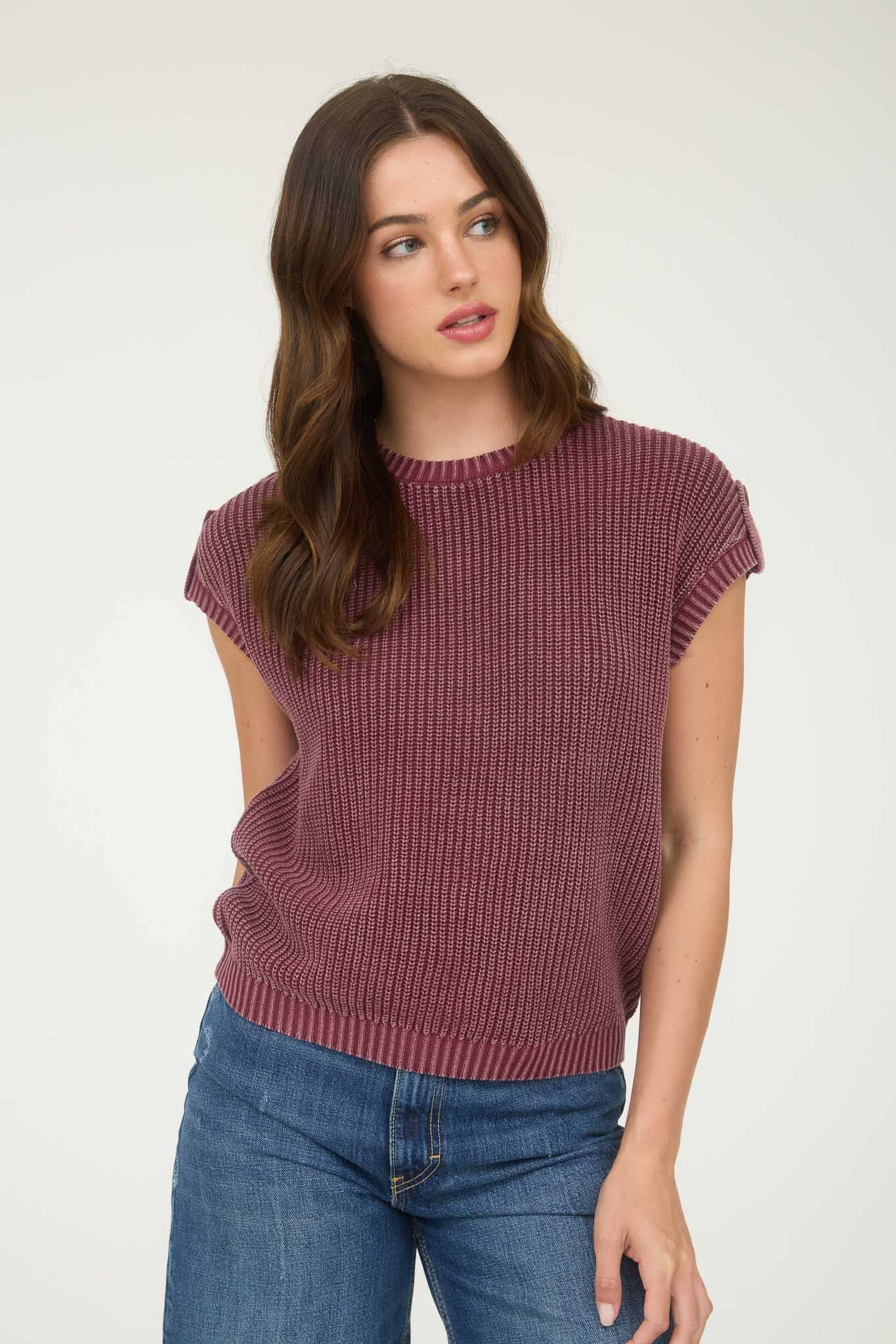 Washed Knit Pullover Sweater, Feathered Farmhouse