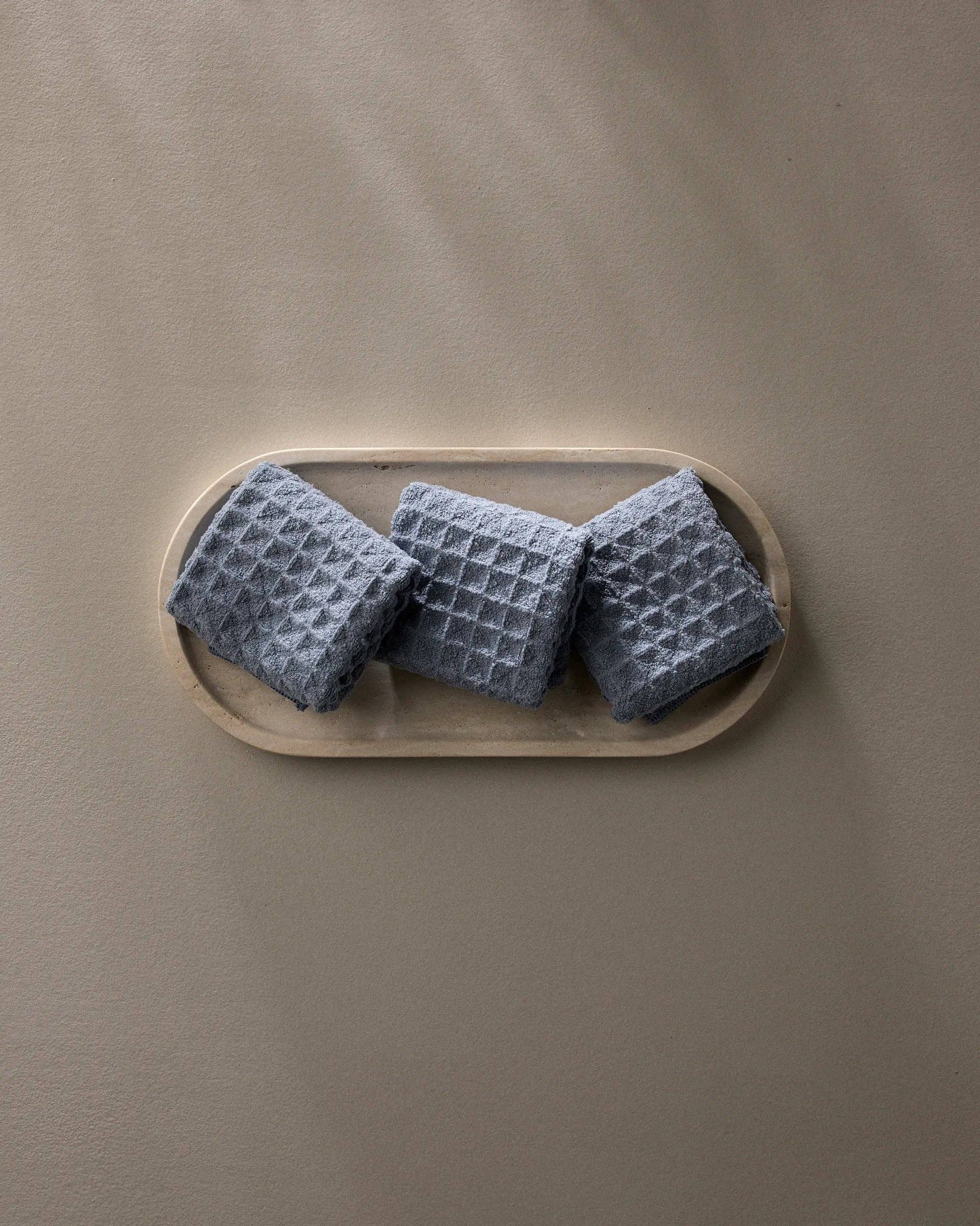Sky Waffle Washcloth Set, Feathered Farmhouse
