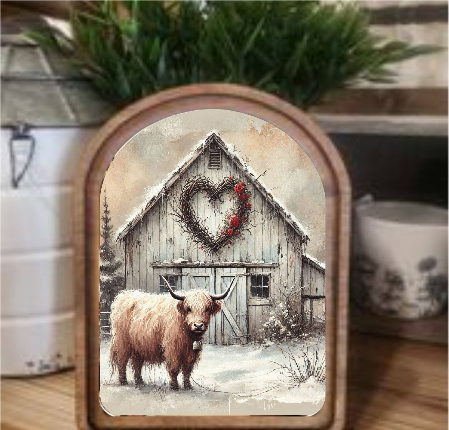 Valentine Highland Barn Framed Arch, Feathered Farmhouse
