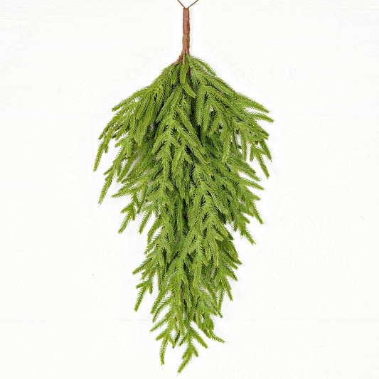 Evergreen Norfolk Pine Soft Touch Teardrop Swag, Feathered Farmhouse