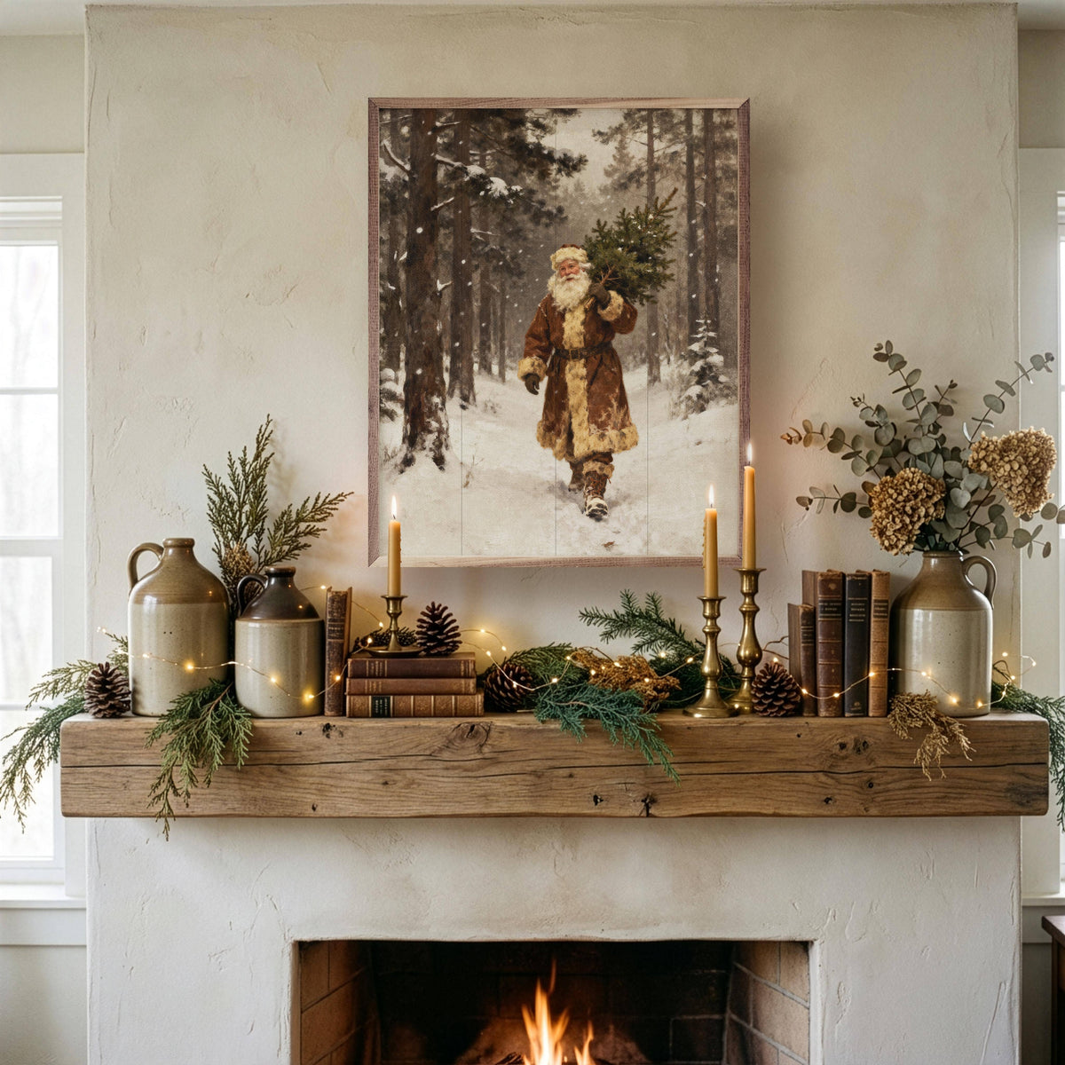 Santa And The Christmas Tree, Feathered Farmhouse