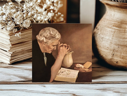 Praying Woman Insert, Feathered Farmhouse