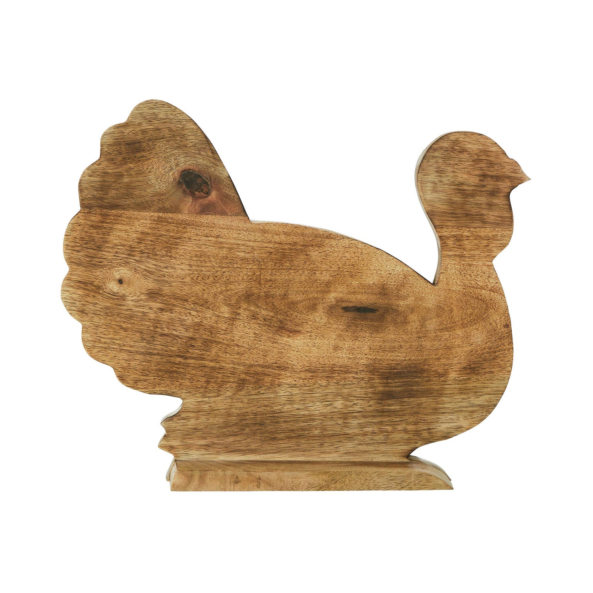 Dark Wood Carved Turkey Figurine, Feathered Farmhouse