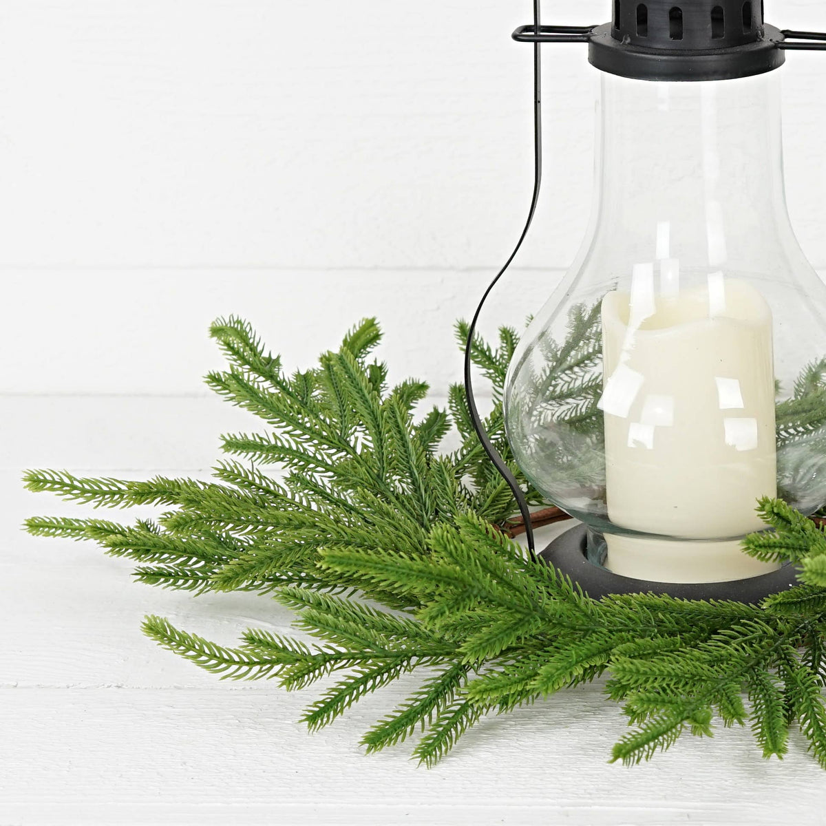 Evergreen Norfolk Pine Soft Touch Wreath, Feathered Farmhouse