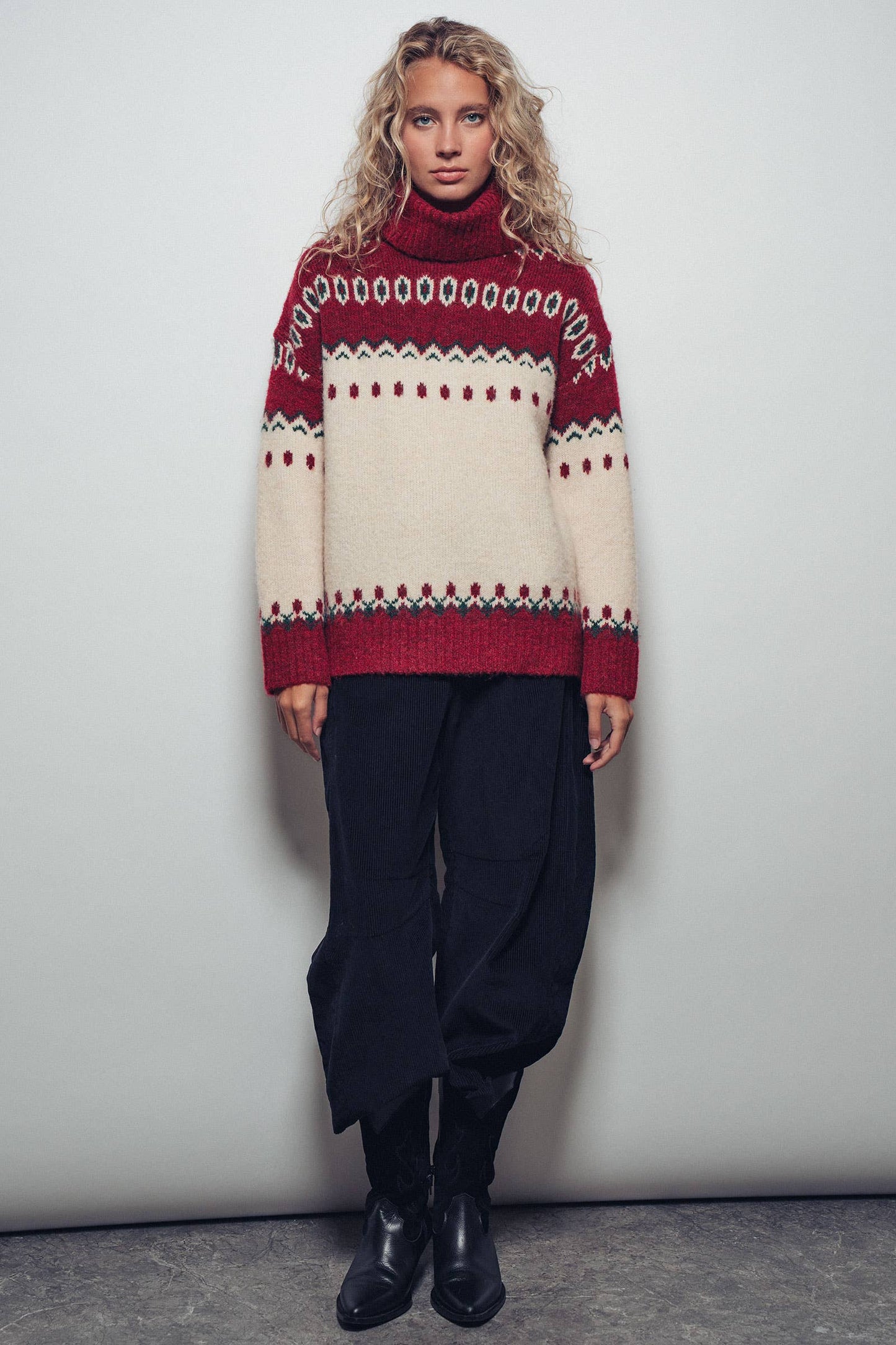 Fair Isle Turtleneck Sweater, Feathered Farmhouse