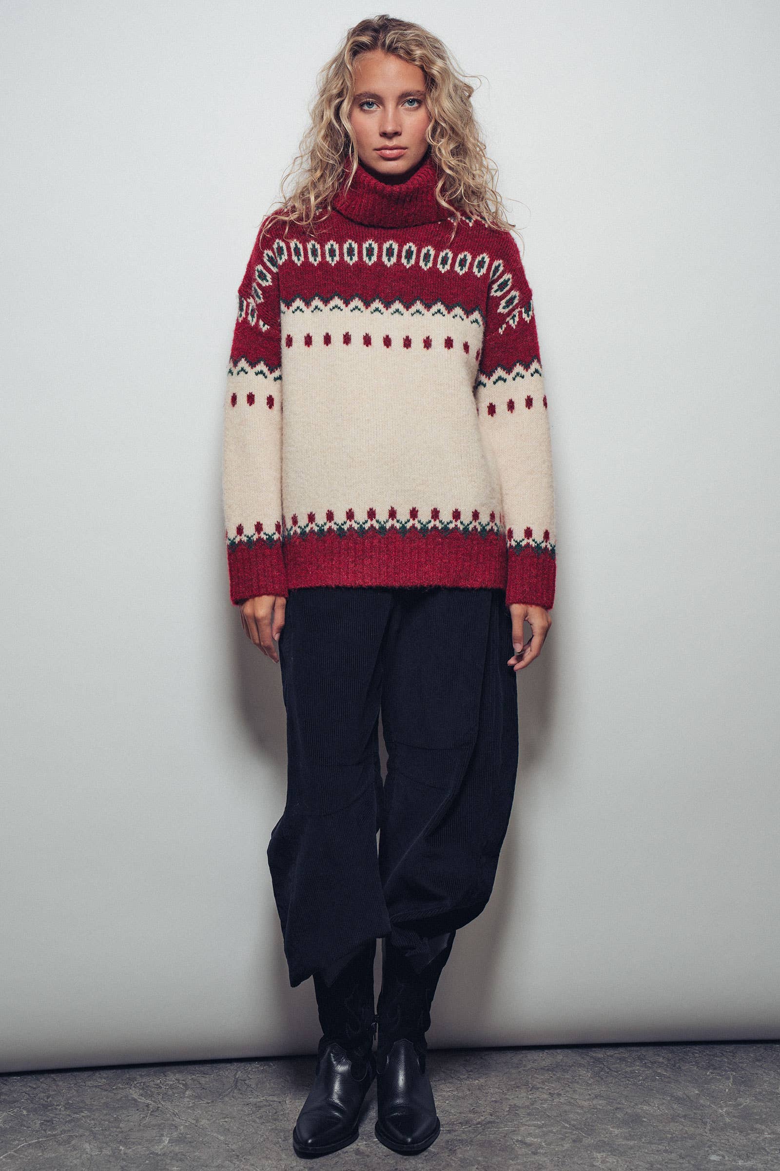 Fair Isle Turtleneck Sweater, Feathered Farmhouse