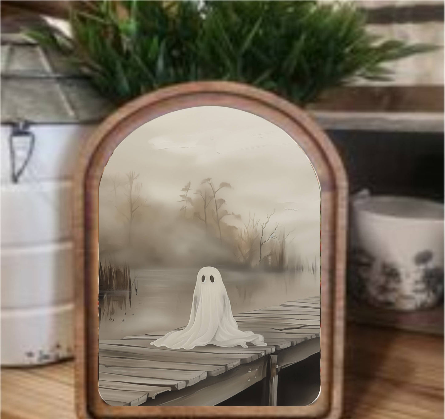 Dock Ghost Framed Arch Top, Feathered Farmhouse