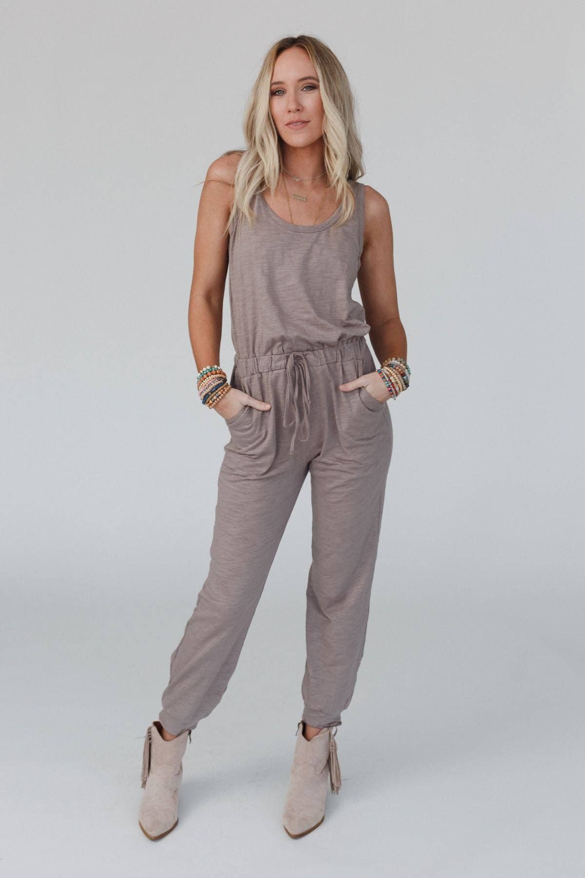 Set to Go Textured Jumpsuit And Cardigan Set, The Feathered Farmhouse