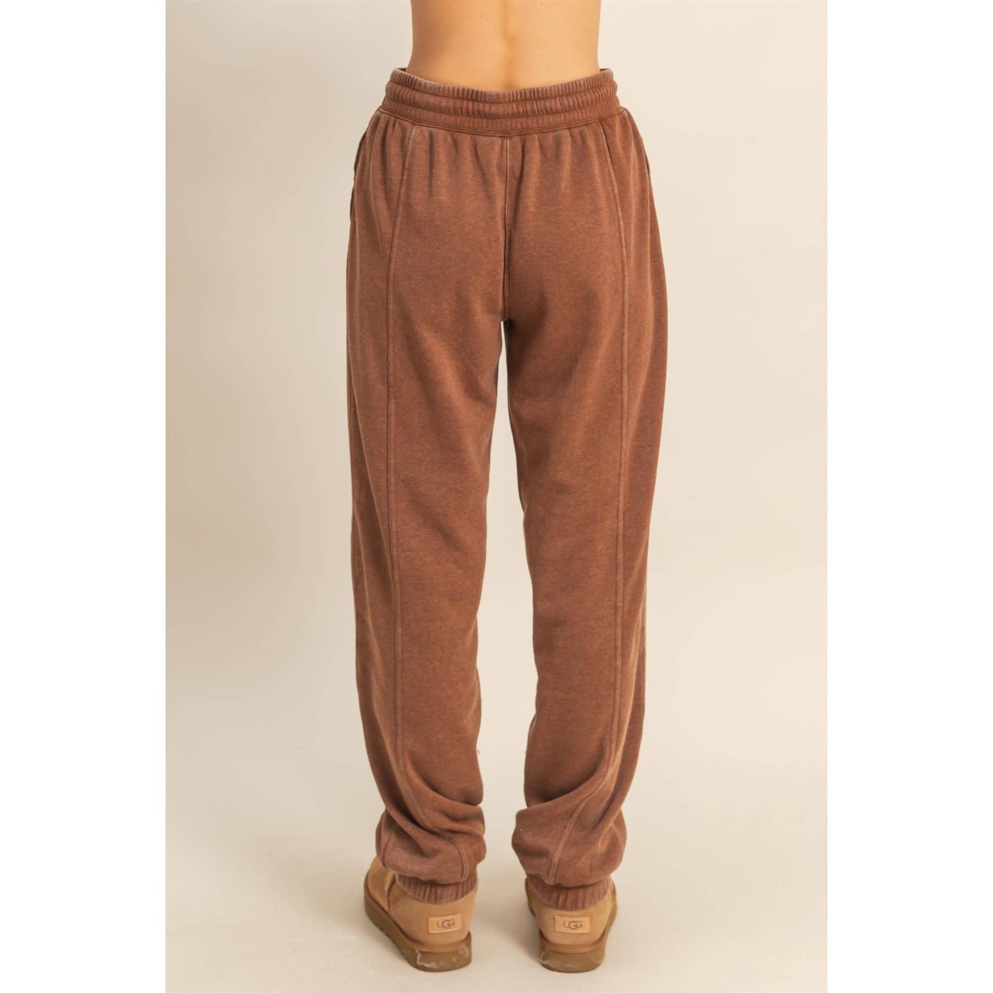Chestnut Drawstring Waist Ultra Comfy Sweatpants, Feathered Farmhouse