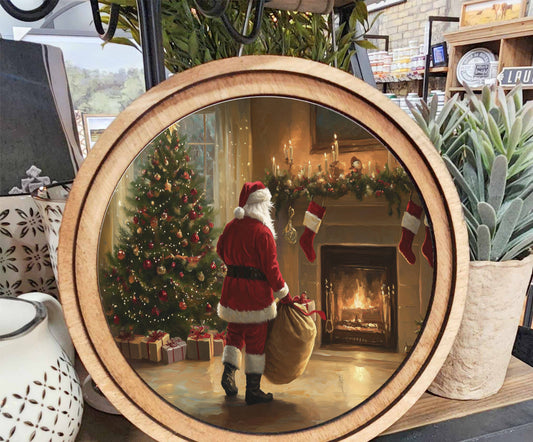 Fireplace Santa Art, Feathered Farmhouse