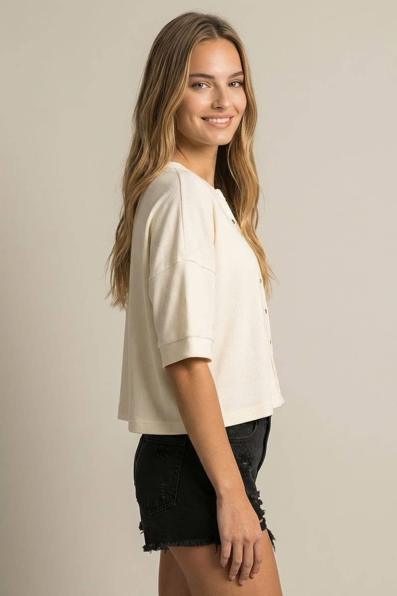 Boxy Knit Cardigan Top, Feathered Farmhouse