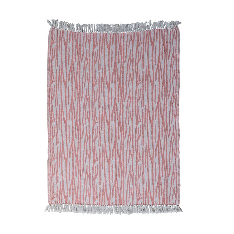 Woven Recycled Cotton Blend Throw, Feathered Farmhouse