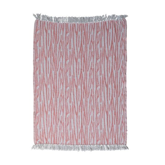 Woven Recycled Cotton Blend Throw, Feathered Farmhouse