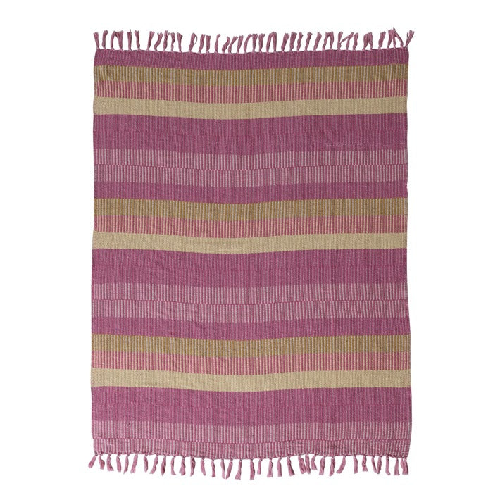 Woven Recycled Cotton Blend Throw, Feathered Farmhouse