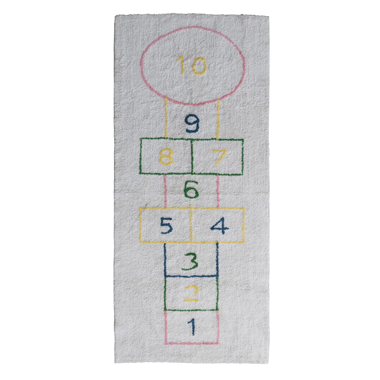 Cotton Tufted Hopscotch Printed Rug, Feathered Farmhouse