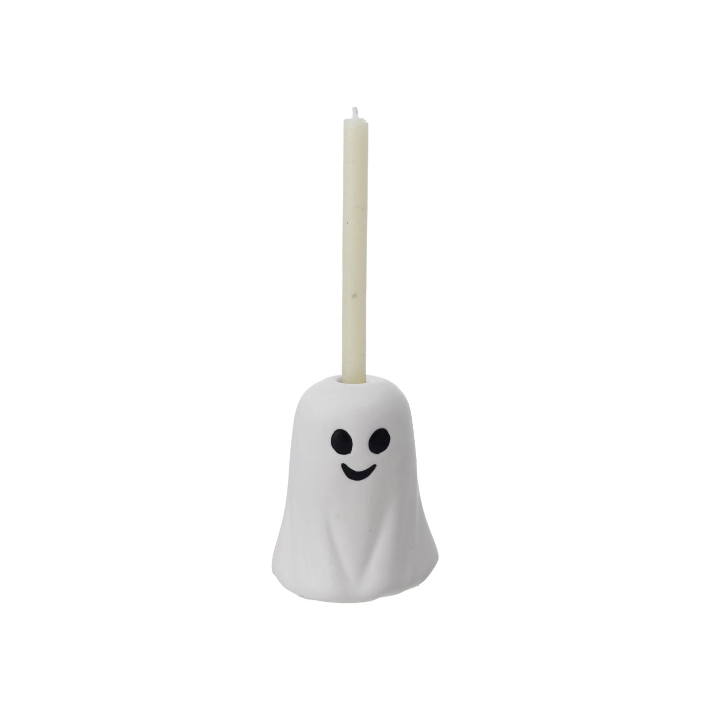 Stoneware Ghost Shaped Taper Holder, Feathered Farmhouse