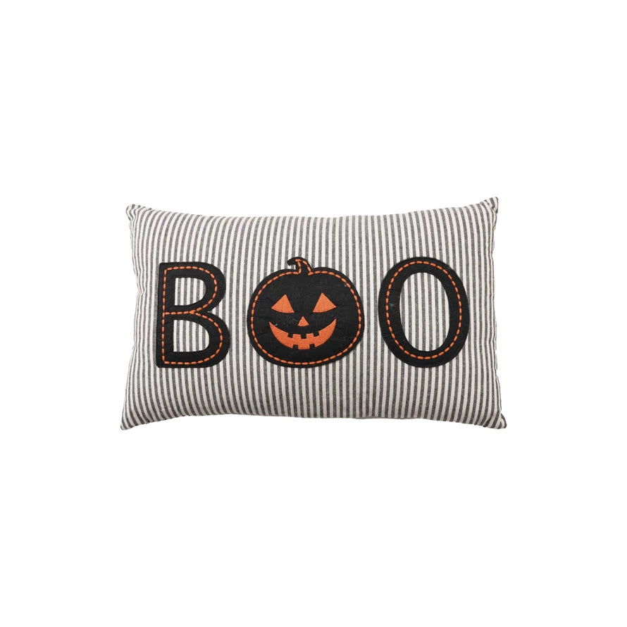Boo Lumbar Pillow, Feathered Farmhouse
